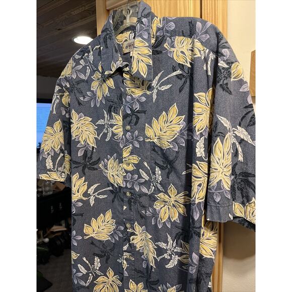 Campia Moda Men’s L Blue Floral Short Sleeve Button Down Cotton Hawaiian Shirt - Picture 7 of 12